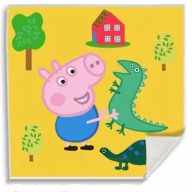   Peppa Wutz Dino Magisches Handtuch, Gesichtshandtuch, 30x30cm