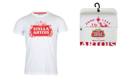 Stella Artois White Herren Kurzärmliges T-Shirt, Oberteil L