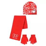   Hello Kitty Bow Red Kinder Mütze + Schal + Handschuh Set 52 cm