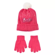 Barbie Pink Paillettenkindermütze + Handschuhset 52 cm