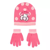   Hello Kitty Cute Dots Pink Kinder Mütze + Handschuhset 54 cm