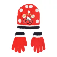 Hello Kitty Cute Dots Red Kinderhut + Handschuh-Set 52 cm