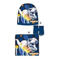   Jurassic World Attack Dark Blue Kindermütze + Snood + Handschuh-Set 52 cm