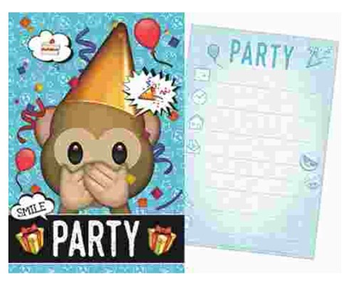 Emoji Blue Party Einladungskarte