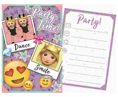 Emoji Purple Party Einladungkarte