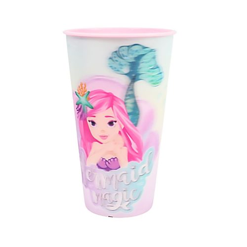 Meerjungfrau Magic 3D-Effekt Kunststoffbecher 480 ml