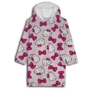   Hello Kitty Bow Erwachsenen tragbare Plüsch-Polar-Decke, Poncho