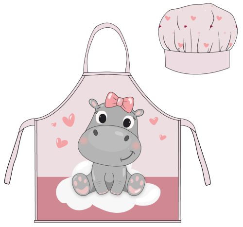 Hippo Pink Kind Schürze-Set (2 Stück)