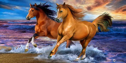 Pferd Seaside Badetuch, Strandtuch 70x140cm