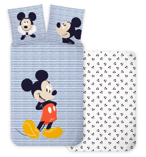 Disney Mickey  Strip Kinderbettwäsche 100×140 cm, 40×45 cm