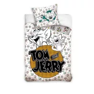Tom und Jerry Weiße Bettwäsche 140×200cm, 70x90 cm
