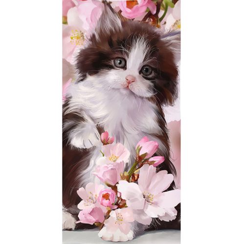 Katze Bloomy Purr Badetuch, Strandtuch 70x140cm