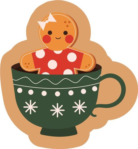 Weihnachten Cup Lebkuchenförmiges Dekokissen 36x34 cm Velours