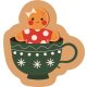 Weihnachten Cup Lebkuchenförmiges Dekokissen 36x34 cm Velours