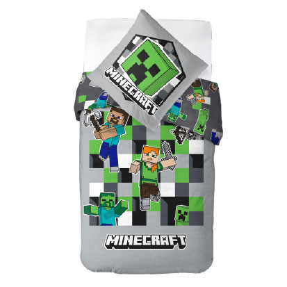 Minecraft Grey Bettwäsche-Set 140×200cm, 70×90 cm