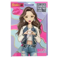   Farbe Besties Love Mädchen Karten mit Diamantsteinen und Umschlag