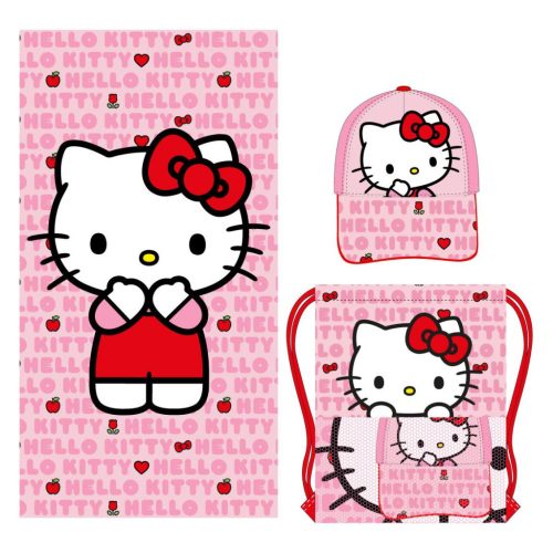 Hello Kitty Handtuch-, Sportbeutel- und Baseballcap-Set