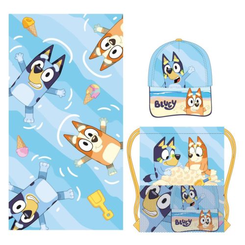 Bluey Handtuch-, Sportbeutel- und Baseballcap-Set