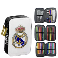 Real Madrid White gefülltes Federmäppchen mit 3 Etagen