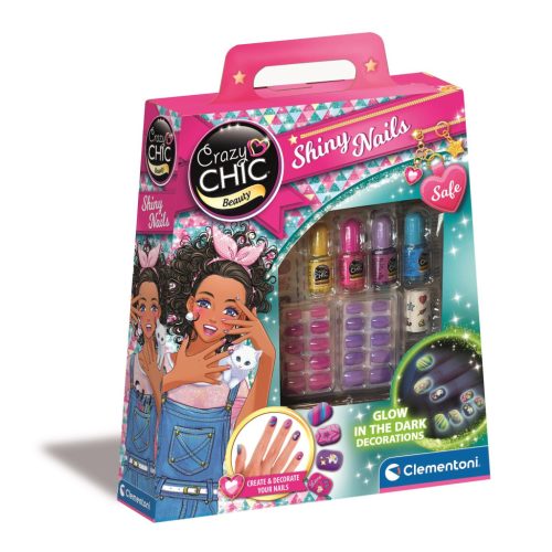 Crazy Chic Shiny Im Dunkeln leuchtender Nagellack und Nageldekorationsset Clementoni
