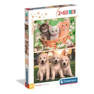 Tiere Brothers in Fur 2x60-teiliges Puzzle Clementoni