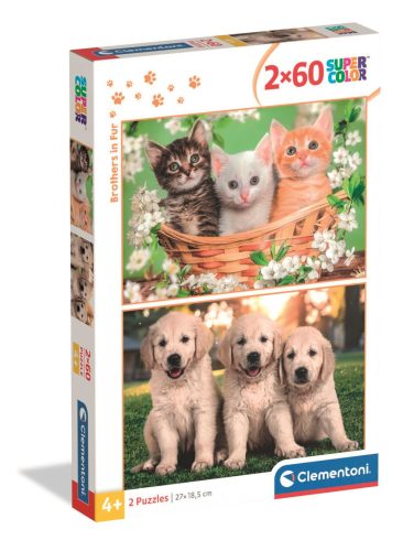 Tiere Brothers in Fur 2x60-teiliges Puzzle Clementoni