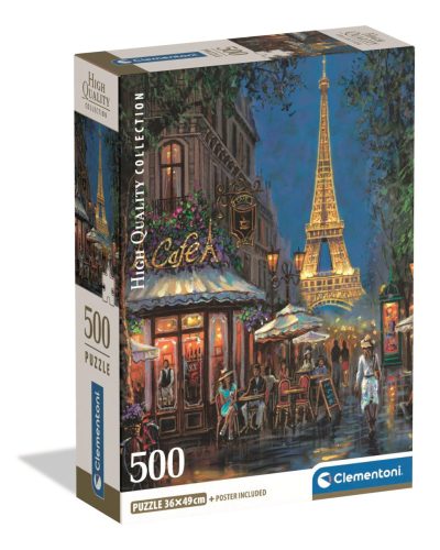 Städte Night at Eiffel Café Paris 500-teiliges Compact Puzzle Clementoni