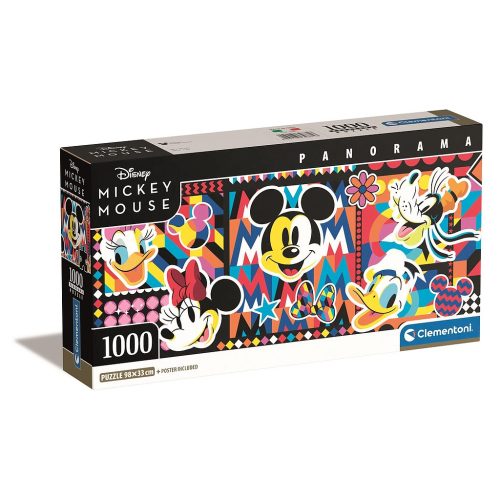 Disney Mickey Pop Art 1000-teiliges Panorama Compact Puzzle Clementoni