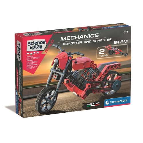 Fahrzeug Roadster and Dragster Motorrad- und Rennwagen-Konstruktionsspielzeug Clementoni