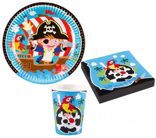 Pirate, Pirat Party Set 36 Stück mit 23 cm Teller