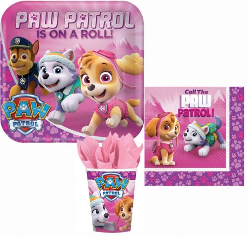 Paw Patrol Pink Party Set 36 Stück mit 23 cm Teller