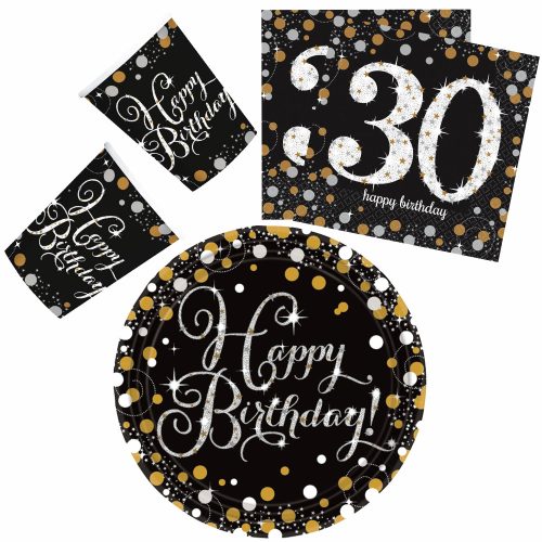 Happy Birthday gold 30 Party Set mit 32 Tellern 23 cm