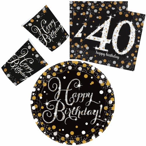 Happy Birthday gold 40 Party Set mit 32 Tellern 23 cm