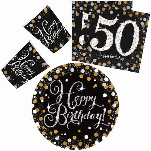 Happy Birthday gold 50 Party Set mit 32 Tellern 23 cm