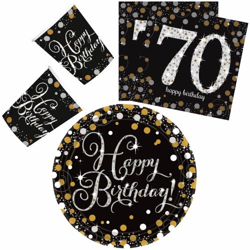 Happy Birthday gold 70 Party Set mit 32 Tellern 23 cm
