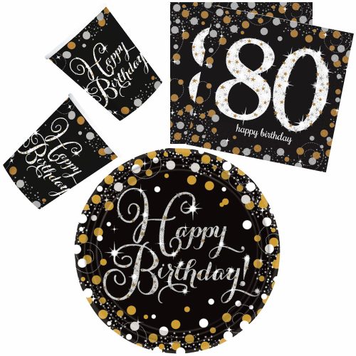 Happy Birthday gold 80 Party Set mit 32 Tellern 23 cm