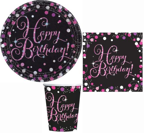 Happy Birthday Pink Party Set 32 Stück mit 23 cm Teller