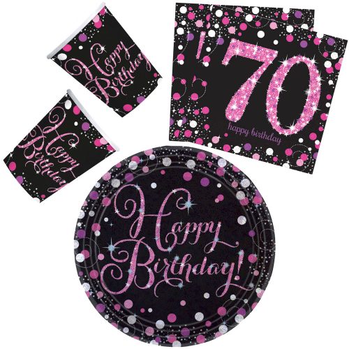 Happy Birthday Pink 70 Party Set 32 Stück mit 23 cm Teller