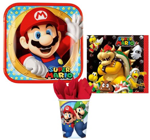 Super Mario Mushroom World Party Set 36 Stück mit 23 cm Teller