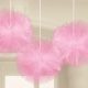 Farbe Pink, Hängende Tüll Pom Pom Dekoration 3 Stk
