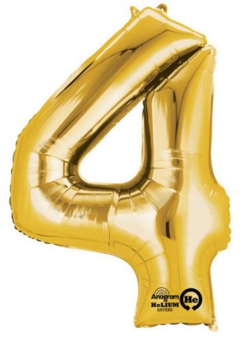 Nummer 4 FolienLuftballon, Gold 91*60 cm