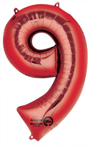 Nummer 9 Rot FolienLuftballon 86*55 cm