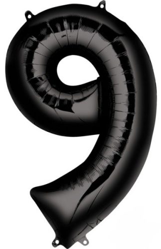 Nummer 9 FolienLuftballon, Schwartz 86*55 cm