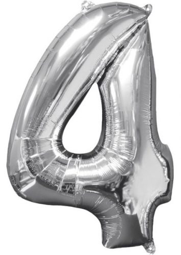 Nummer 4 FolienLuftballon Silber 66*45 cm
