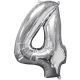 Nummer Silver Silber Zahl Folienballon 4, 66x45 cm