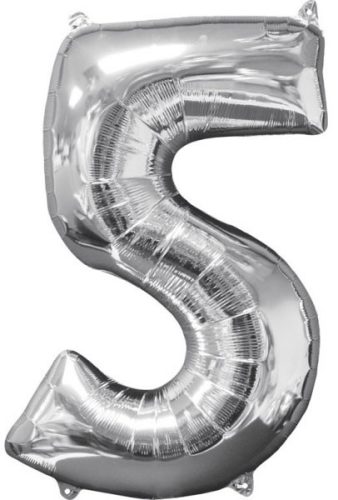 Nummer 5 FolienLuftballon Silber 66*45 cm
