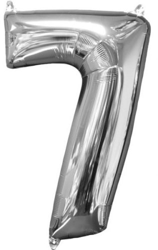 Nummer Zahlen Folienballon 7, Silber 66*43 cm