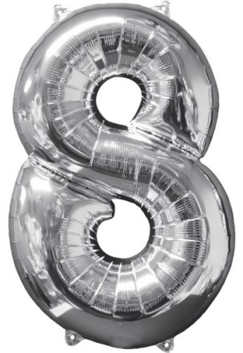 Nummer 8 FolienLuftballon Silber 66*45 cm