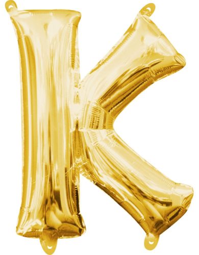 Mini Buchstabe K FolienLuftballon, Gold 33*25 cm