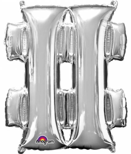 Mini Luft Folienballon hashtag ikon, Silver 33 cm